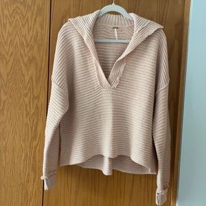 Free People Light Pink Collared Sweater